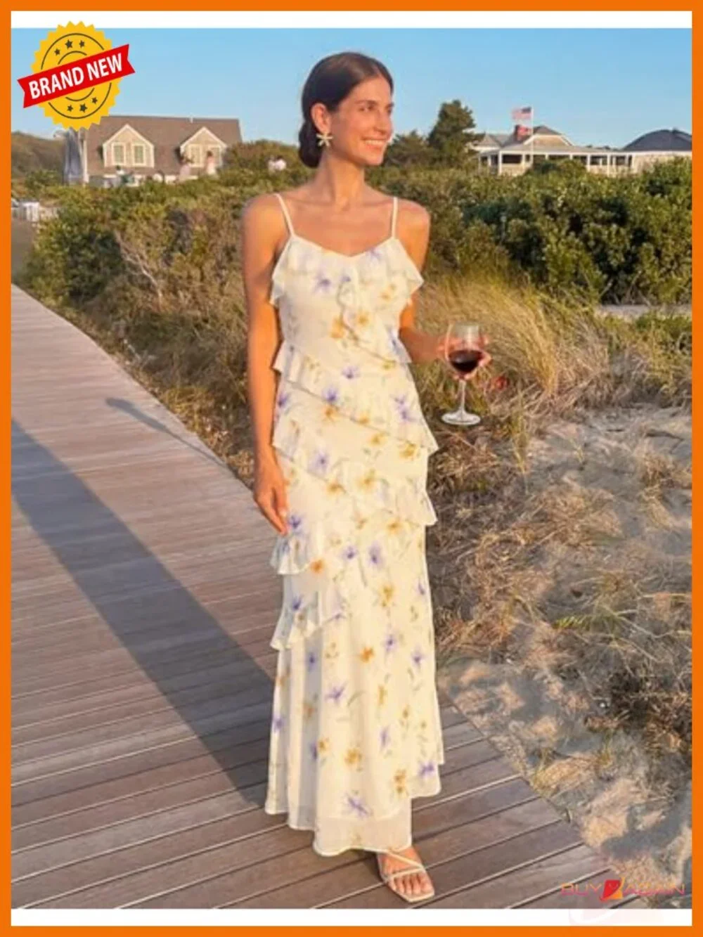 MEROKEETY Floral Maxi Dress Spaghetti Strap Wedding Guest Cocktail